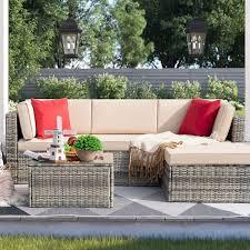 Patio bar height dining sets ( 14 ) patio dining sets ( 40 ) patio fire pit sets ( 12 ) patio seating sets ( 60 ) patio sectionals ( 15 ) seating sets ( 2 ) seating capacity. Amazon Com Devoko 5 Pieces Patio Furniture Sets Outdoor Sectional Sofa Manual Weaving Rattan Wicker Patio Conversation Set With Cushion And Glass Table Grey Kitchen Dining