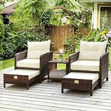 Its lightweight construction makes it ideal for homeowners who are on the move regularly or just like to rearrange their patio furniture. Amazon Com Pamapic 5 Pieces Wicker Patio Furniture Set Outdoor Patio Chairs With Ottomans Garden Outdoor