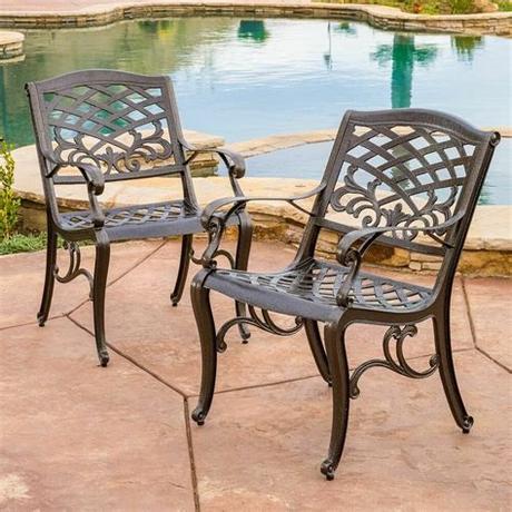 It is traditional and classic, with the look. Set of 2 Outdoor Patio Furniture Bronze Cast Aluminum ...