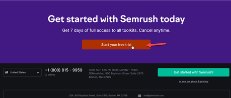 semrush free trial