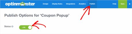 publish coupon popup