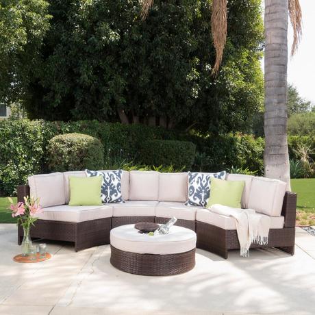 Noble House 5-Piece Wicker Patio Sectional Seating Set ...