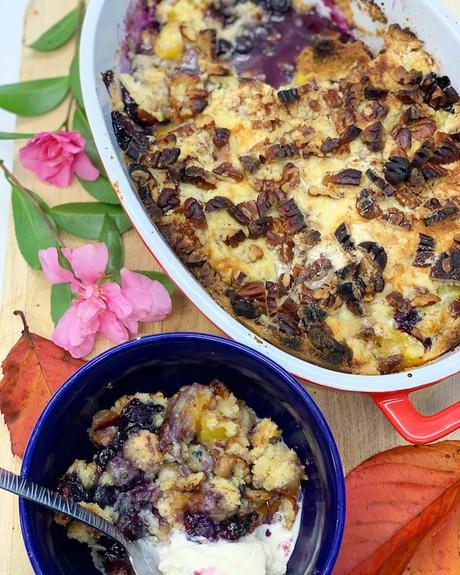 Mango, Blueberry and Pecan Dump Cake