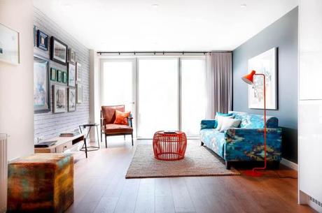 Grey Living Room Ideas with Orange Accent