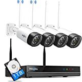 【2K,Two Way Audio】Hiseeu Wireless Security Camera System,1TB Hard Drive,4Pcs 3MP Cameras 8Channel NVR,Mobile&PC Remote,Outdoor IP66 Waterproof,Night Vision,Motion Alert,Plug&Play,7/24/Motion Record