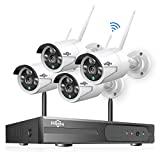 [8CH Expandable, 2K] Hiseeu 3MP Wireless Security Camera System with One-Way Audio,4Pcs Outdoor/Indoor WiFi Surveillance Cameras with HD Video,Night Vision Weatherproof,Motion Detection, No Hard Drive
