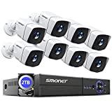 【2021 New】 SMONET 5MP Security Camera System(2TB Hard Drive),8X 5MP(2560TVL) Indoor Outdoor CCTV Cameras,8 Channel Wired Home Complete Surveillance Systems Waterproof Motion Detection Night Vision