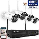 SMONET Outdoor Security Camera System Wireless,8-Channel 1080P Video Security System,4pcs 1.3MP Wireless Home Security Cameras,Night Vision,Plug and Play,Easy Remote View,Without Hard Drive