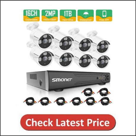SMONET 16 Channel Home Indoor/Outdoor Security Camera System