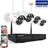 SMONET Wireless Security Camera System,1080P 8 Channel Video Security System(1TB Hard Drive),4pcs 960P(1.3 Megapixel) Indoor/Outdoor Wireless IP Cameras,65ft Night Vision,P2P,Free APP