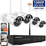 SMONET 1080P Security Camera System Wireless,8-Channel Home Security Camera System(1TB Hard Drive),4pcs 1.3MP(960P) Outdoor&Indoor Wireless IP Cameras,Super Night Vision,P2P,Easy Remote View
