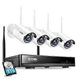 ZOSI 8CH 1080P Wireless Security Cameras System with Hard Drive 1TB,H.265+ 8Channel 1080P CCTV NVR and 4pcs 2.0MP Indoor Outdoor WiFi Surveillance Cameras,Night Vision,Motion Alert, Remote Access