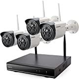 ONWOTE Wireless WiFi Security Camera System Outdoor, 1080P NVR, (4) 960P IP Surveillance Cameras for Home, 80ft Night Vision, Remote Access, Motion Alert, NO Hard Drive