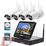 [8CH,Expandable] All in one with 10.1' Monitor Wireless Security Camera System, Cromorc Home Business CCTV Surveillance 1080P NVR, 4pcs 3MP Indoor Outdoor Night Vision One-Way Audio Camera,1TB HDD