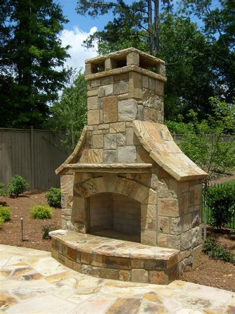 36 outdoor fireplace kit (overall total height is 8 feet or customize to be taller or wider. Outdoor Stack Stone Fireplace with flagstone decking ...