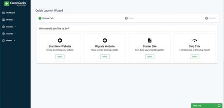greengeeks quick launch wizard