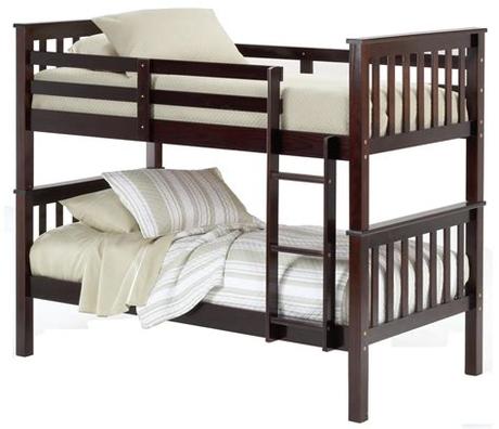 There must be space between the mattress' top and the guard rail. Bernards Sadler Merlot Finish Twin Bunk Bed | Royal ...