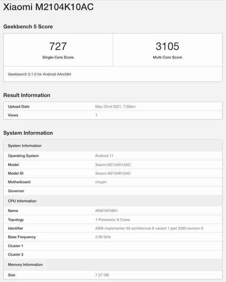 Redmi k40 Light luxury edition spotted on Geekbench, key specififations revealed