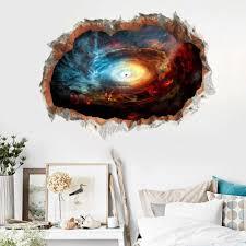Free shipping on prime eligible orders. 3d Space Hole In The Wall Stickers Boys Kids Bedroom Planet Galaxy Smashed Decal Home Decor Decor Decals Stickers Vinyl Art