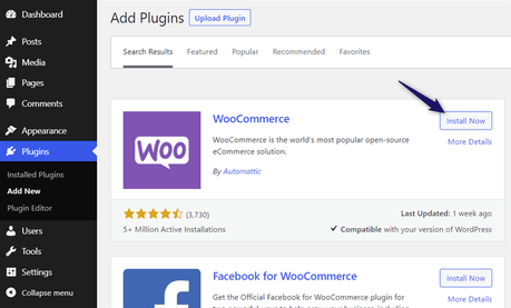 install woocommerce plugin