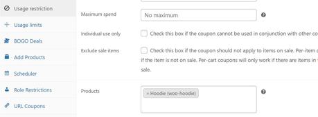 advanced coupons usage restrictions