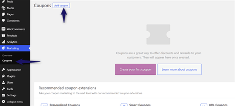 add new woocommerce coupon code