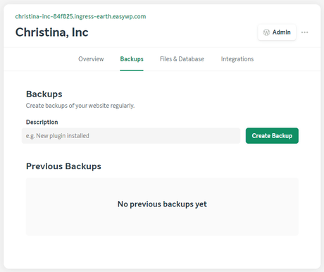 EasyWP backup