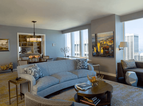 Living Room Decor Idea with Curved Sofa