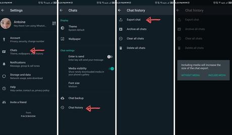 whatsapp how to export chat history