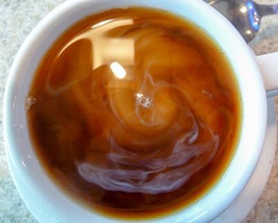 Table-top physics: Turbulance in a coffee cup [entropy increases]