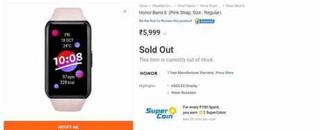 Honor Band 6 India price leaked on Flipkart