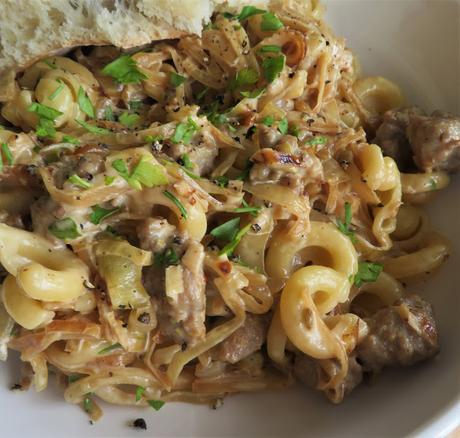 Pasta with a Creamy Mustard and Sausage Sauce