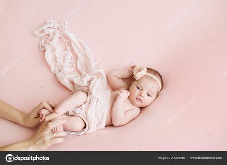 Newborn Girl Pink Background Photoshoot Newborn Days Birth Portrait Beautiful Stock Photo Image By C Alexandritik Gmail Com 205820546