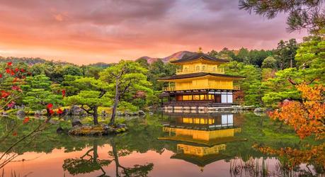 Enchanting Travels Japan Tours Kyoto, Japan at Kinkaku-ji, The Temple of the Golden Pavilion at dusk