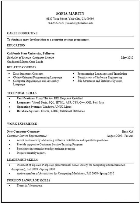 How do i write my curriculum vitae? Computer Science Resume Objective | Free Resume Templates ...