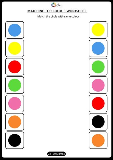 Light colors like gray or white, dark colors like black or brown and many bright colors like red, blue, green, yellow and many others. Printable Matching Colors Worksheets (24-30 months) - Ira ...