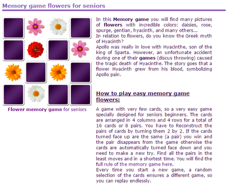Memory game flowers for seniors | Helping Hands