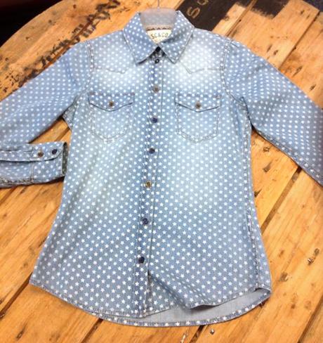 star-print-denim-shirt