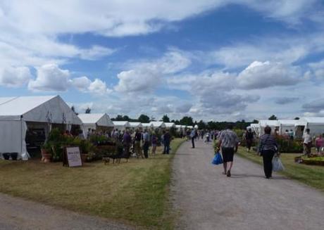rows of temporary shops at the hyde hall plant fair