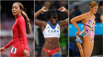 Olympians (L to R) Sanya Richards-Ross of the United States, Yarisley Silva of Cuba and Federica Pellegrini of Italy. Yüksel Aytuğ wrote female Olympians looked like men. AP, AFP, REUTERS photos