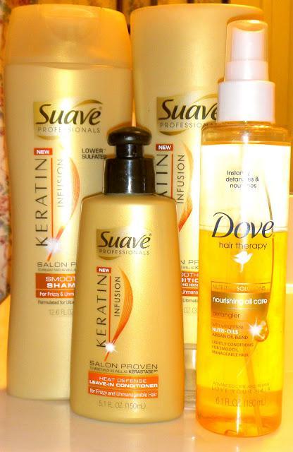 Hair Care Reviews: Suave Keratin Line and Dove Detangler