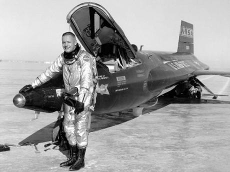 Neil Armstrong after landing an X-15 on Rogers Dry Lake at Edwards (Photo: NASA)