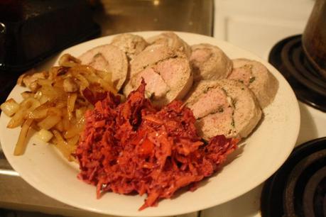Pork butterfly with fried onion and chili coleslaw