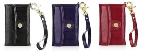 Luxury Leather Wallet iPhone 4 / 4S Case - Black, Purple, Red