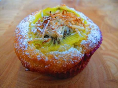 Kiwifruit, lime and coconut muffins