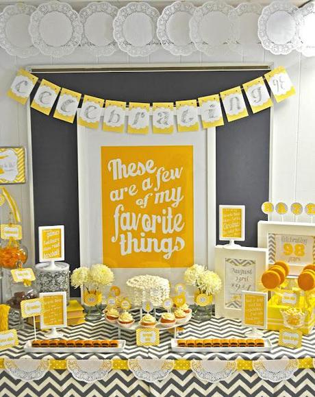 A 98th Birthday Party, Gorgeous Yellow and Grey Themed Party by Meghily - Party in Style