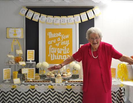 A 98th Birthday Party, Gorgeous Yellow and Grey Themed Party by Meghily - Party in Style