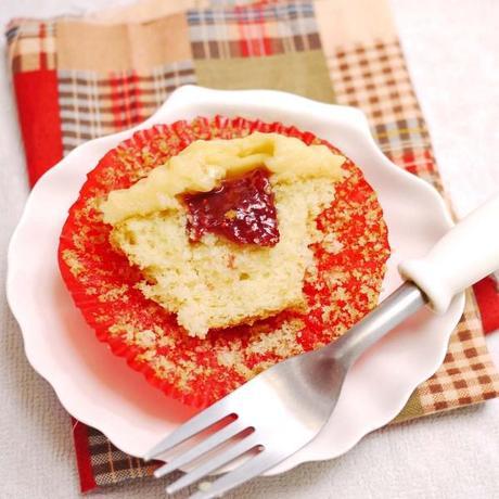 Lemon Cupcakes with Pastry Cream and Raspberry Curd