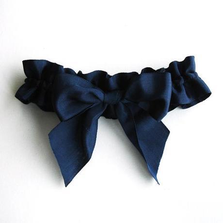 handmade wedding bow garter in navy blue