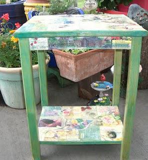 Decoupaged Side Table & Chair